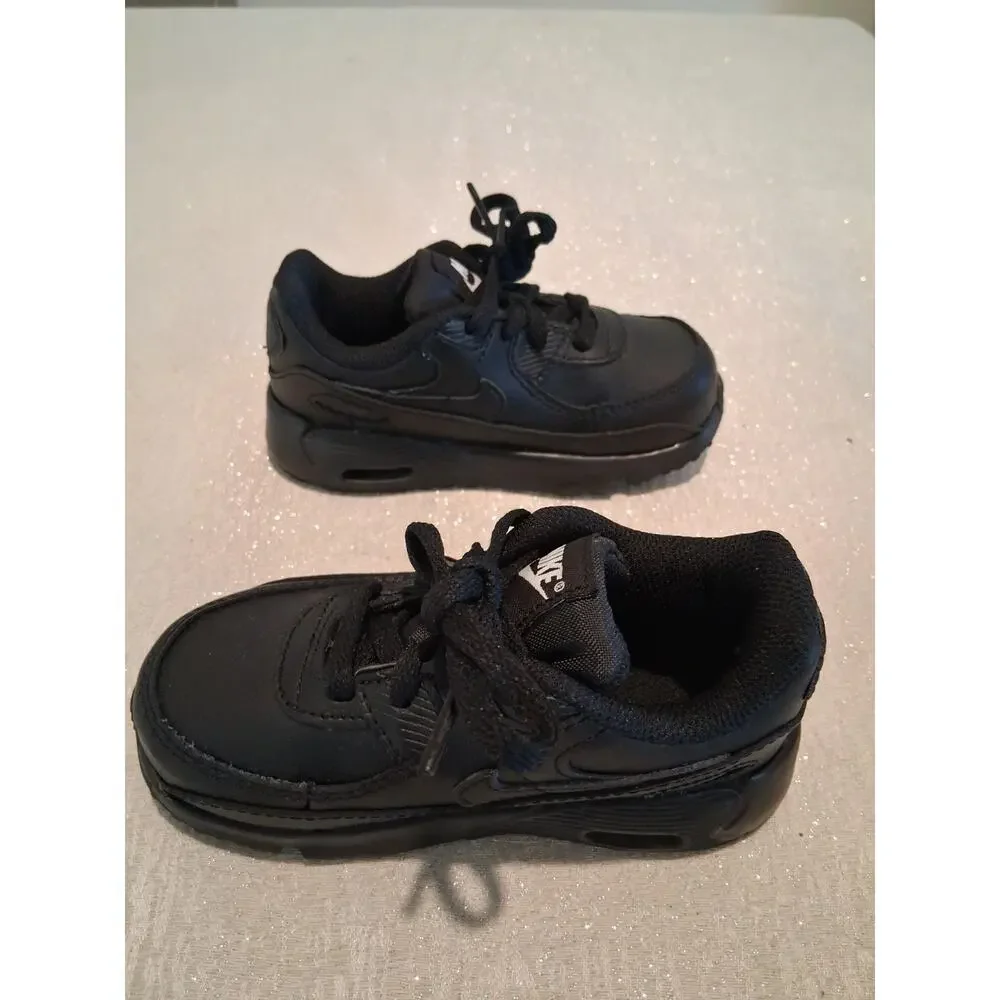 Nike Air Max 90 LTR TD Triple Black CD6868-001 Toddler Kids Size 8C